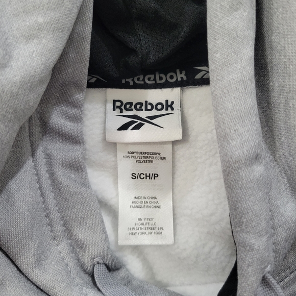 Reebok Sleet Hoodie in Heather Grey/Black Men's Size S - Picture 3 of 5